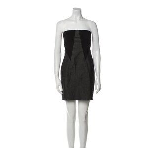 Theory Black and Grey Strapless Mini Dress